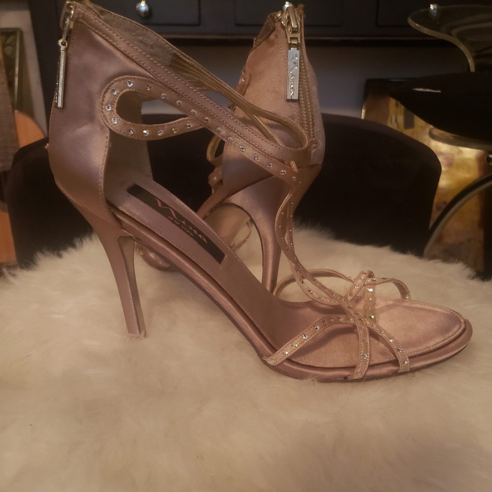 Nina NY Gold Pumps With Rhinestones